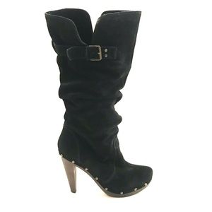 Steve Madden Luxe platform suede boots with brass